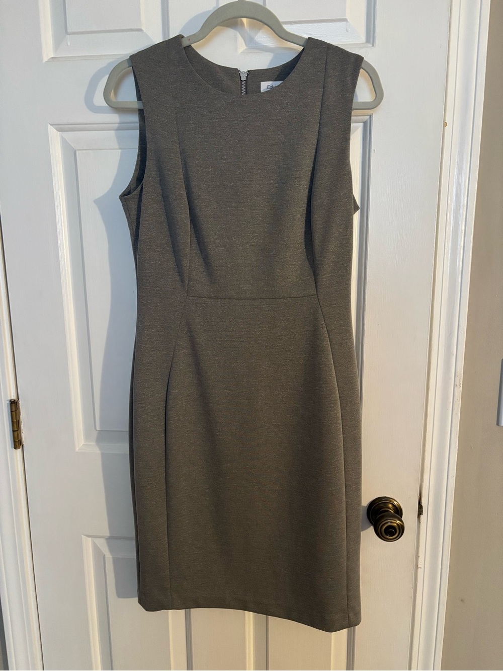 Calvin Klein Sleeveless Sheath Dress - Charcoal Gray